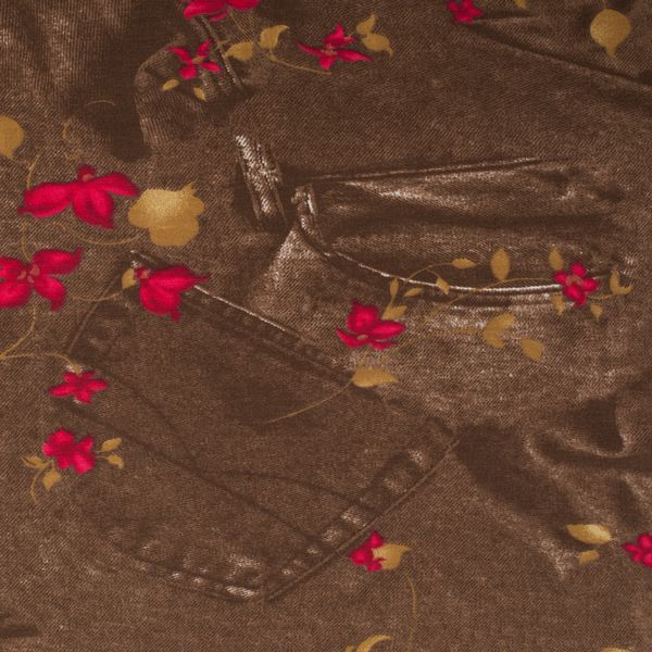 Бенгалін щільний стрейч червона квітка BEN-STR-9951 фото